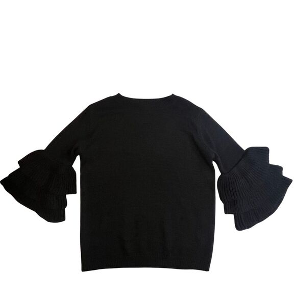 IJOAH Sweater Womens Small Black Boho Knit Hippie Tiered Layered Bell Sleeves - Picture 7 of 13